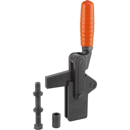 KIPP Toggle Clamp Heavy Version Steel, Vertical Foot, Comp:Plastic, Comp:Orange, M=M12X100 K0067.0700
